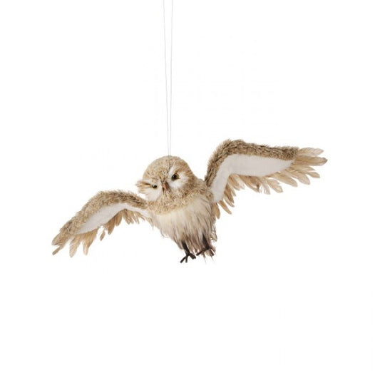 28” Winter Chalet Flying Feather Owl