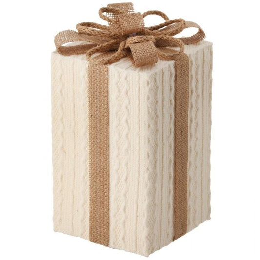 9.5” sweater W/Burlap Trim Gift Box Ornament