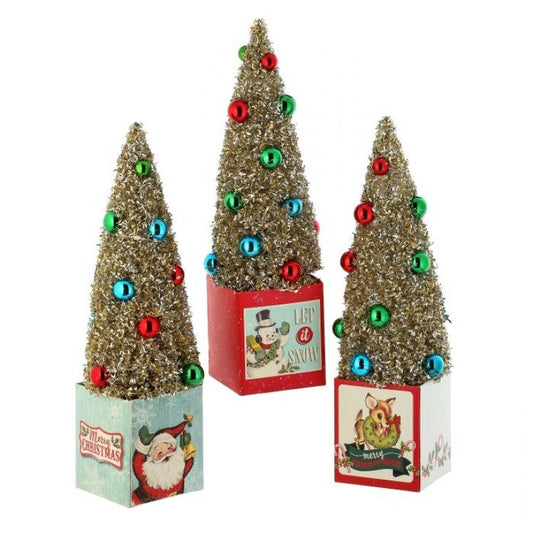 12” Retro Gift Box W/Tree