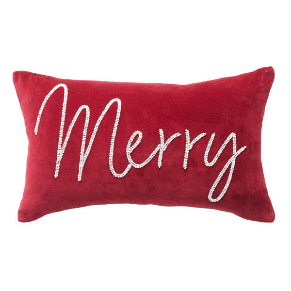 Merry Ruby Velvet Pillow 12” x 20”