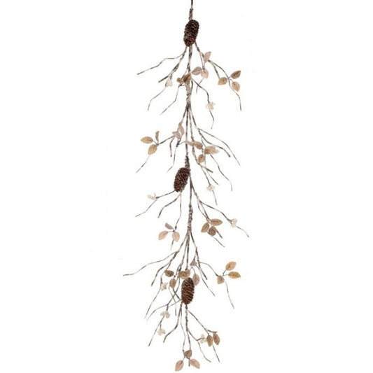 48” snow W/Glitter Winter Chalet Garland Natural/Frost