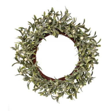 22” Frosted Mistletoe White Berry Wreath