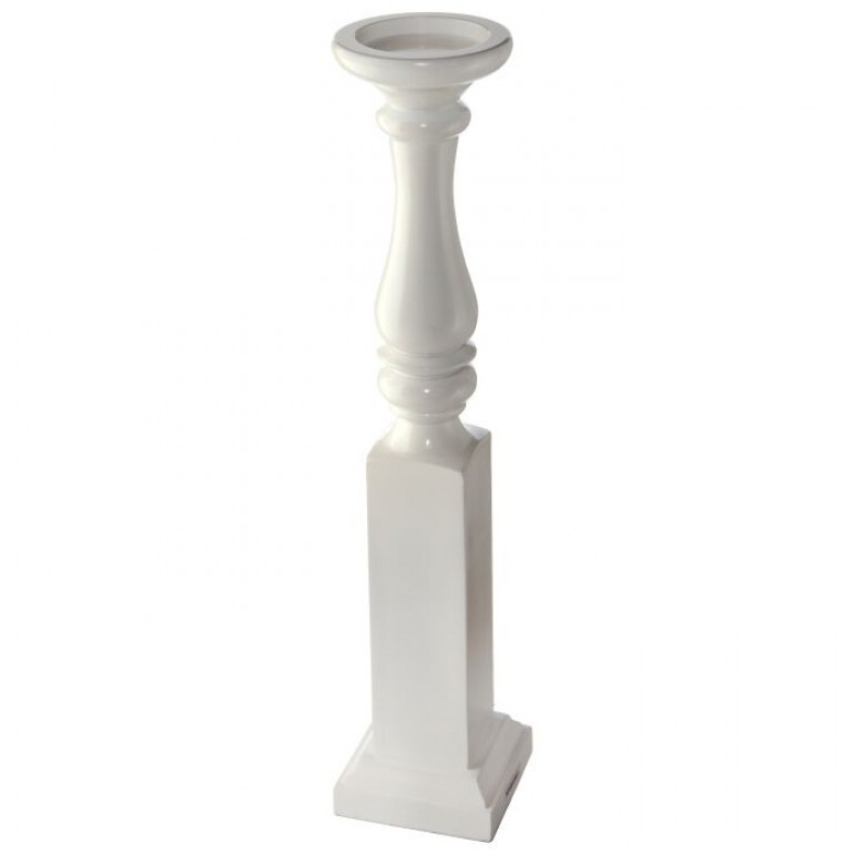 24.5” MDF Wood Spindle Candle Stand White