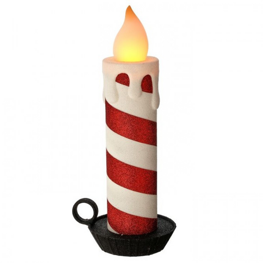 16” LED/Battery Timer USB Vintage Candle W/Base