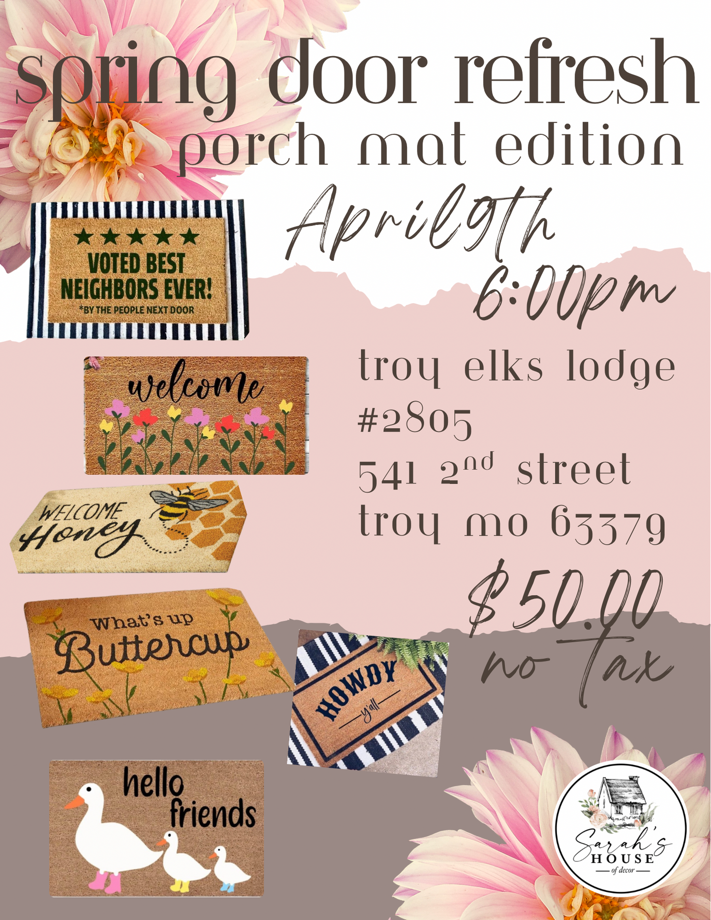 EVENT: Summer/Everyday DIY Paint your Porchmat Class April 9th @6pm