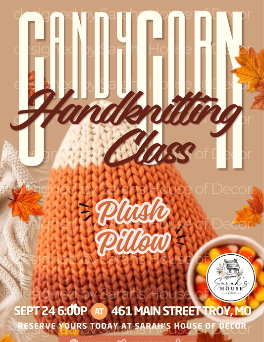 CLASS: DIY Chunky HandKnit Candy Corn Pillow Class