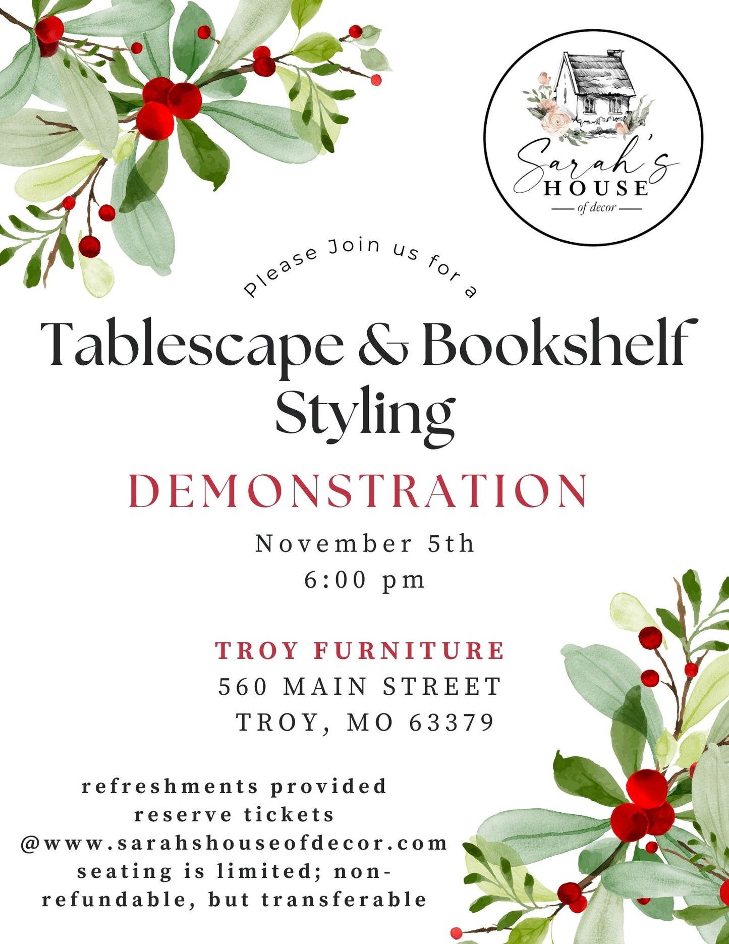 EVENT: Tablescape & Bookshelf Styling Demonstration