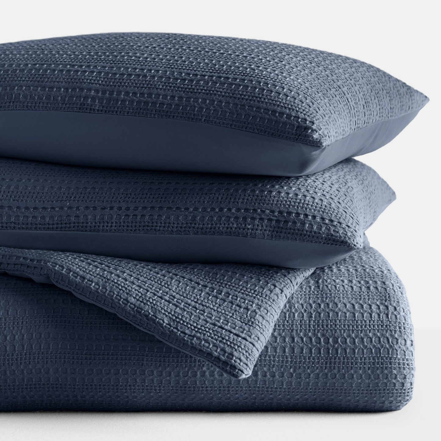 Waffle Textured 3 Piece Down Alternative Comforter Set