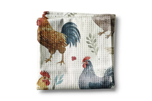 Chicken Farmhouse Rustic Homestead Kitchen Towel Waffle