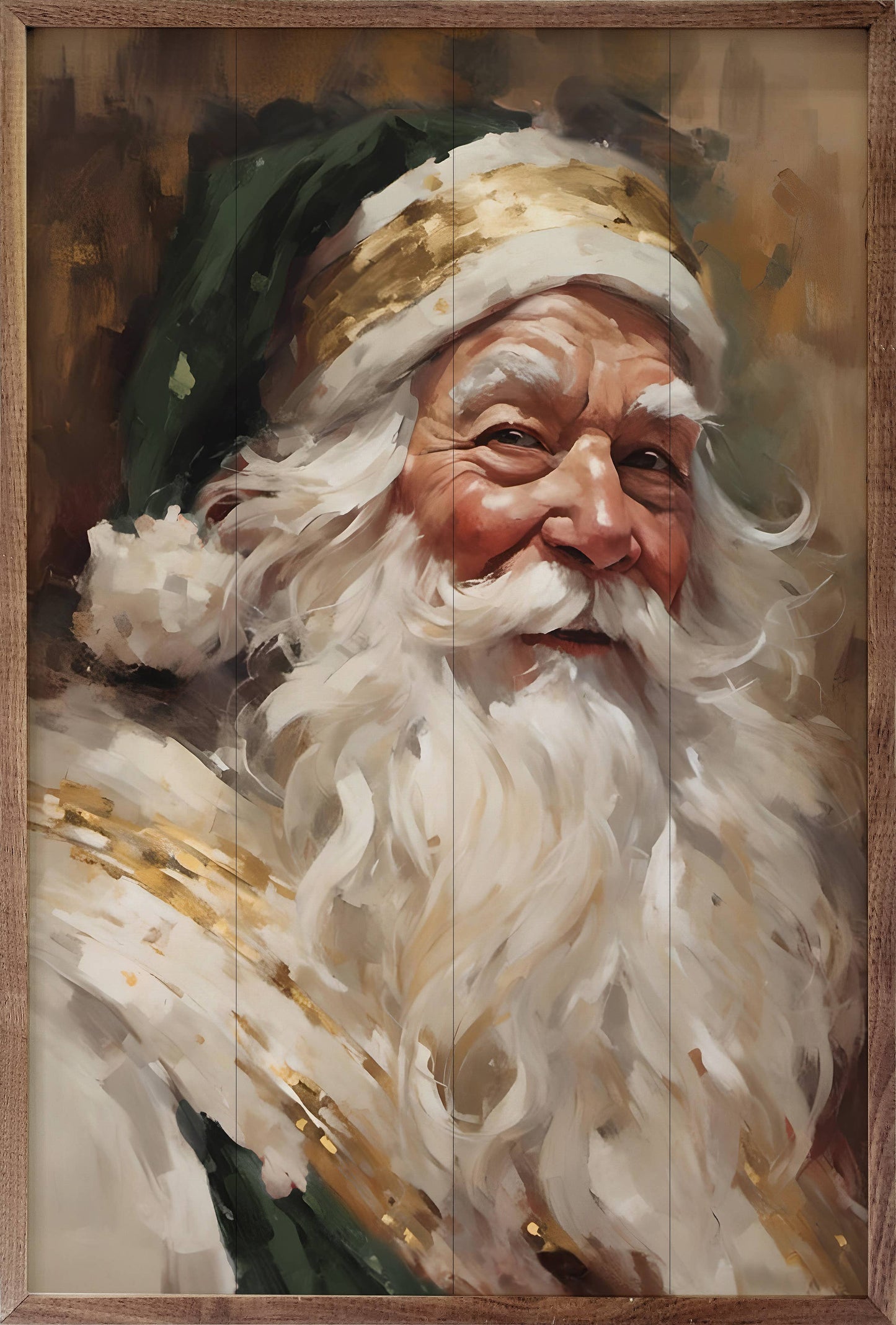 Santa In Green With Gold