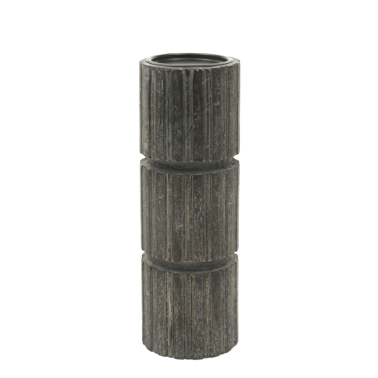 Brentwood Carved Wood Pillar Candle Holder-8"