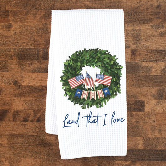 Land That I Love Kitchen Towel, 4th Of July Decor, Tea Towel